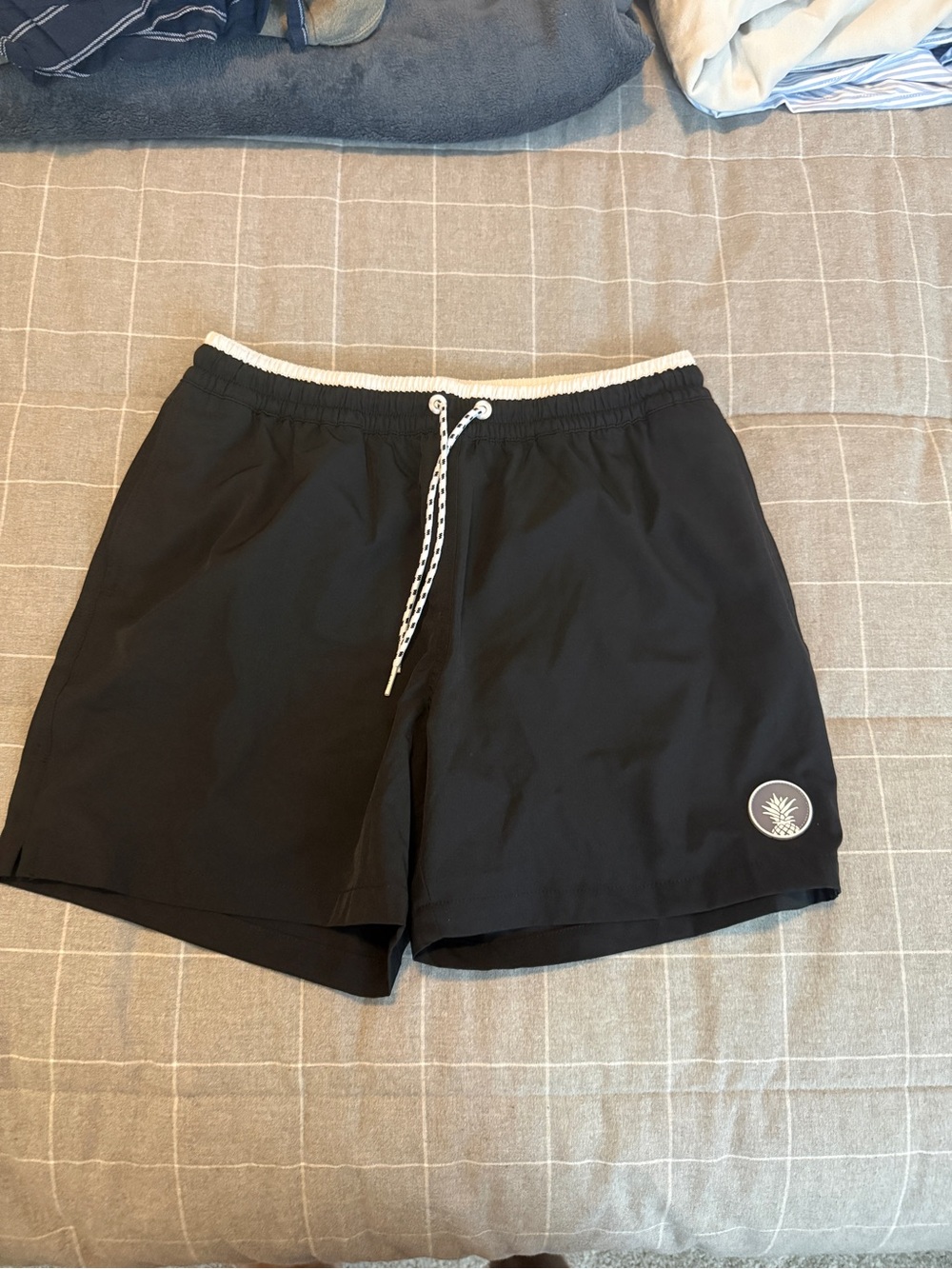 chubbies Black Athletic Swim Shorts with White Drawstring